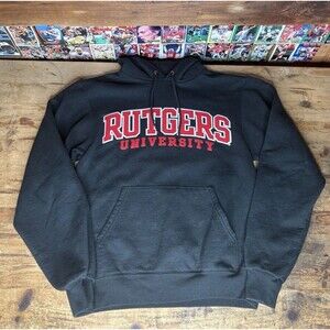 Champion Eco Fleece Rutgers University Pullover Hoodie Sweatshirt Black Sz XS